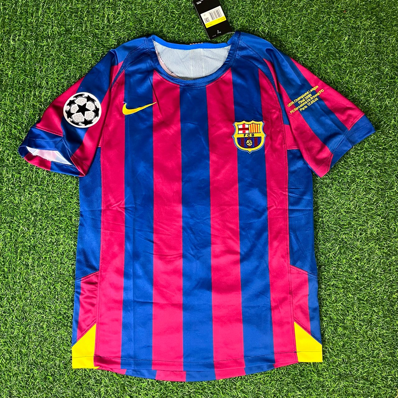 #5 Carles Puyol Barcelona 2006 Final Retro Football Jersey Soccer Kit