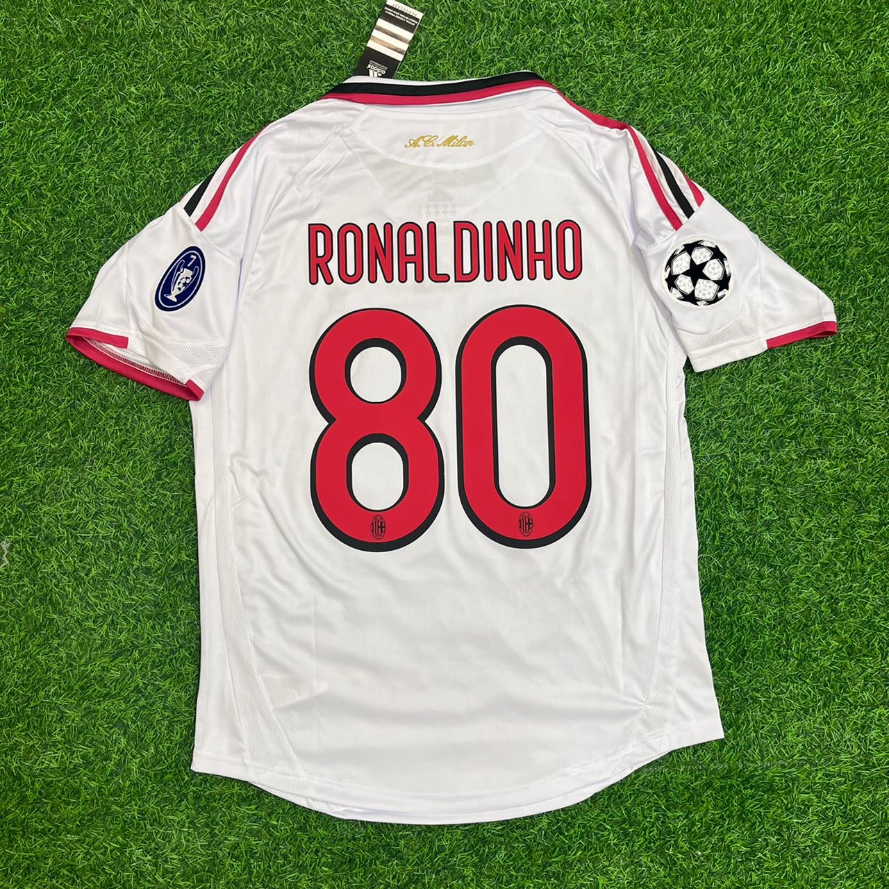 Ronaldinho Gaucho AC Milan 2009-2010 White Kids Retro Football Jersey