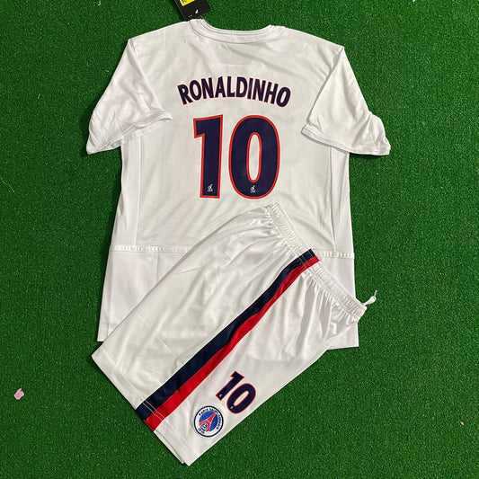 Ronaldinho White Kids Kit – Kit Jersey for Children – | KinderTrikot | Maillot Enfant