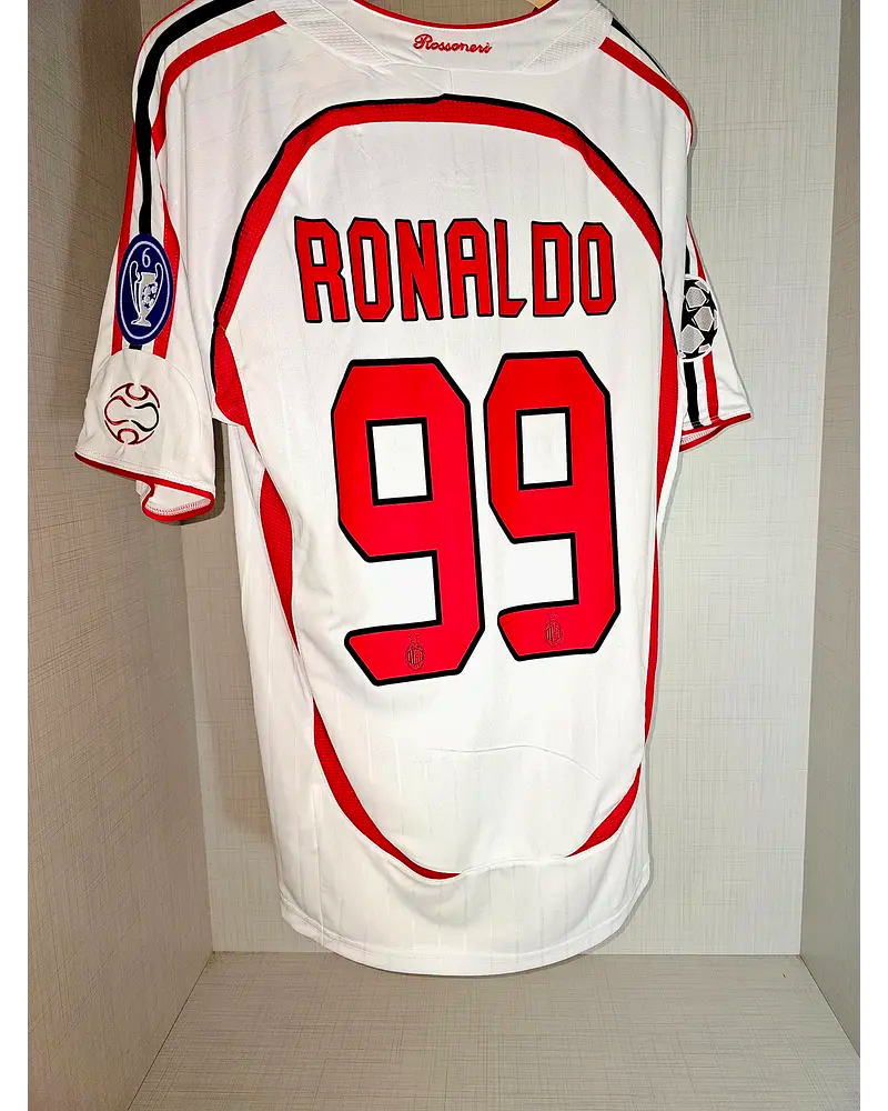 Ronaldo Nazario El Fenomeno Milan 2007 Final Athene Champions League Final White Retro Football Jersey