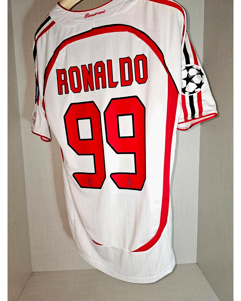 Ronaldo Nazario El Fenomeno Milan 2007 Final Athene Champions League Final White Retro Football Jersey