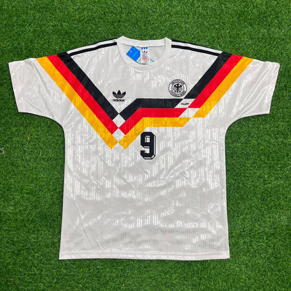 Germany World Cup 1990 Rudi Völler Deutschland Retro Football Jersey - Deutschland Retro- WM 1990