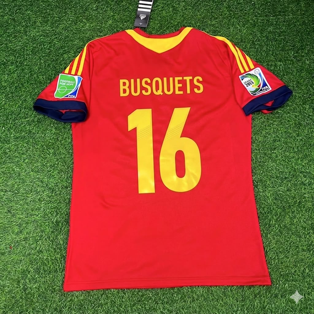 Sergio Busquets Spain 2013 Confederations Cup Retro Football Jersey