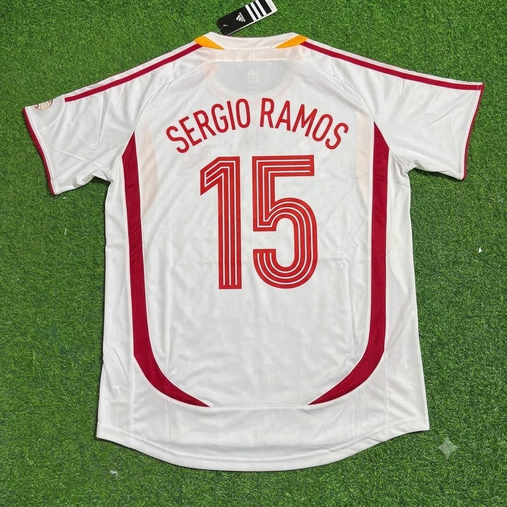 Spain World Cup 2006 Sergio Ramos White Retro Football Jersey