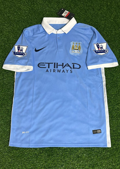 David Silva 21 Manchester City 2015/16 Home Kit Blue Retro Football Jersey