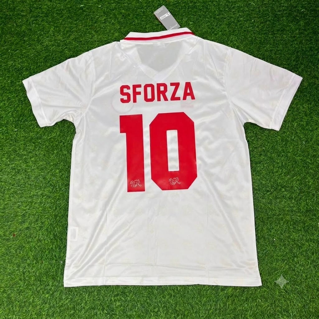 Switzerland World Cup 1994 Ciriaco Sforza White Retro Football Jersey