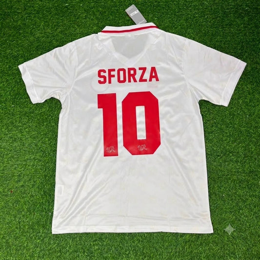 Switzerland World Cup 1994 Ciriaco Sforza White Retro Football Jersey