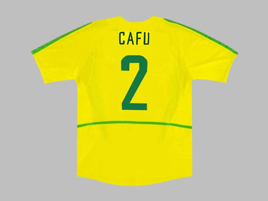 Brazil World Cup 2002 Cafu #2 Winning Captain Retro Home Football Jersey