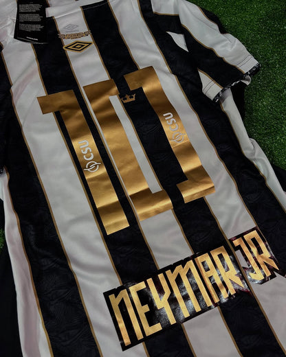 Santos Neymar JR Black Stripe Football Jersey