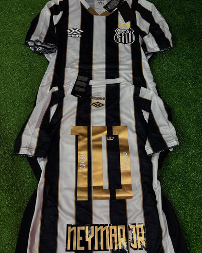 Santos Neymar JR Black Stripe Football Jersey