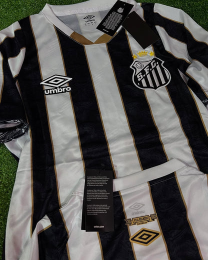 Santos Neymar JR Black Stripe Football Jersey