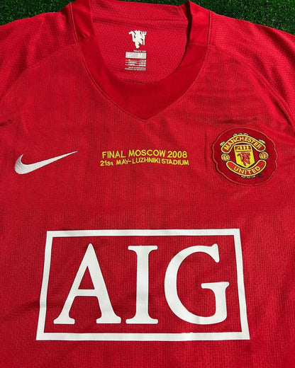 John O'Shea Manchester United Champions League Final Moscow 2008 Retro Red Football Shirt Jersey