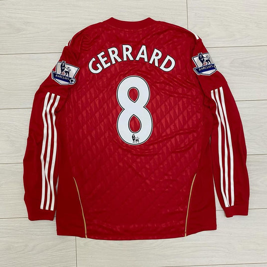 Steven Gerrard Liverpool 2010 2011 Season Long Sleeves Red Retro Jersey