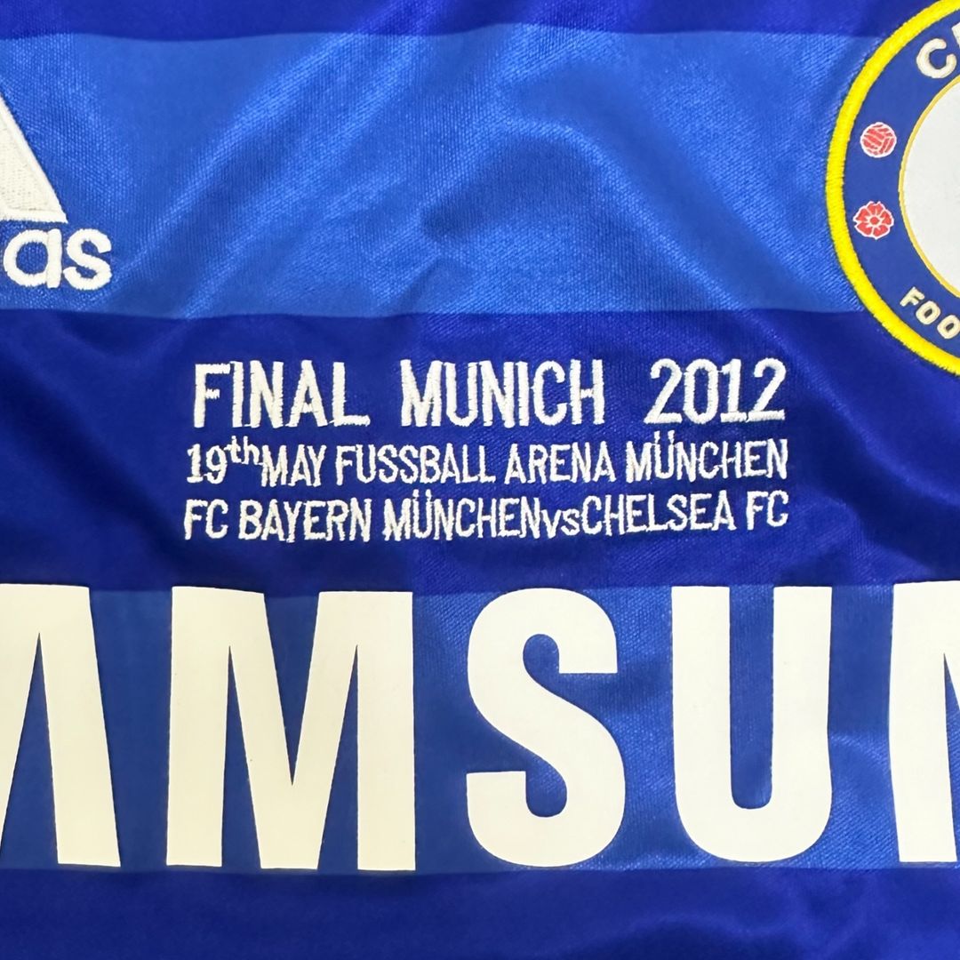 #4 David Luiz Chelsea Champhions League 2012 Munich Final Retro Long Sleeve Jersey Soccer Kit
