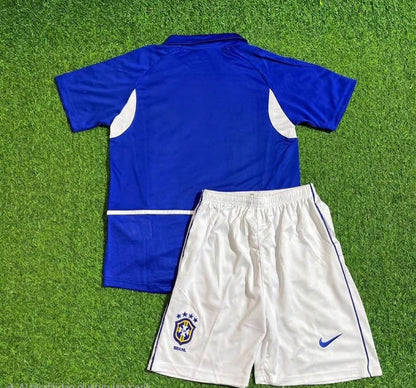 Brazil 2002 Away Kids Football Jersey