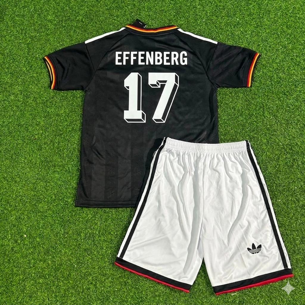 Stefan Effenberg Germany Black Retro Kids Football Jersey Kit