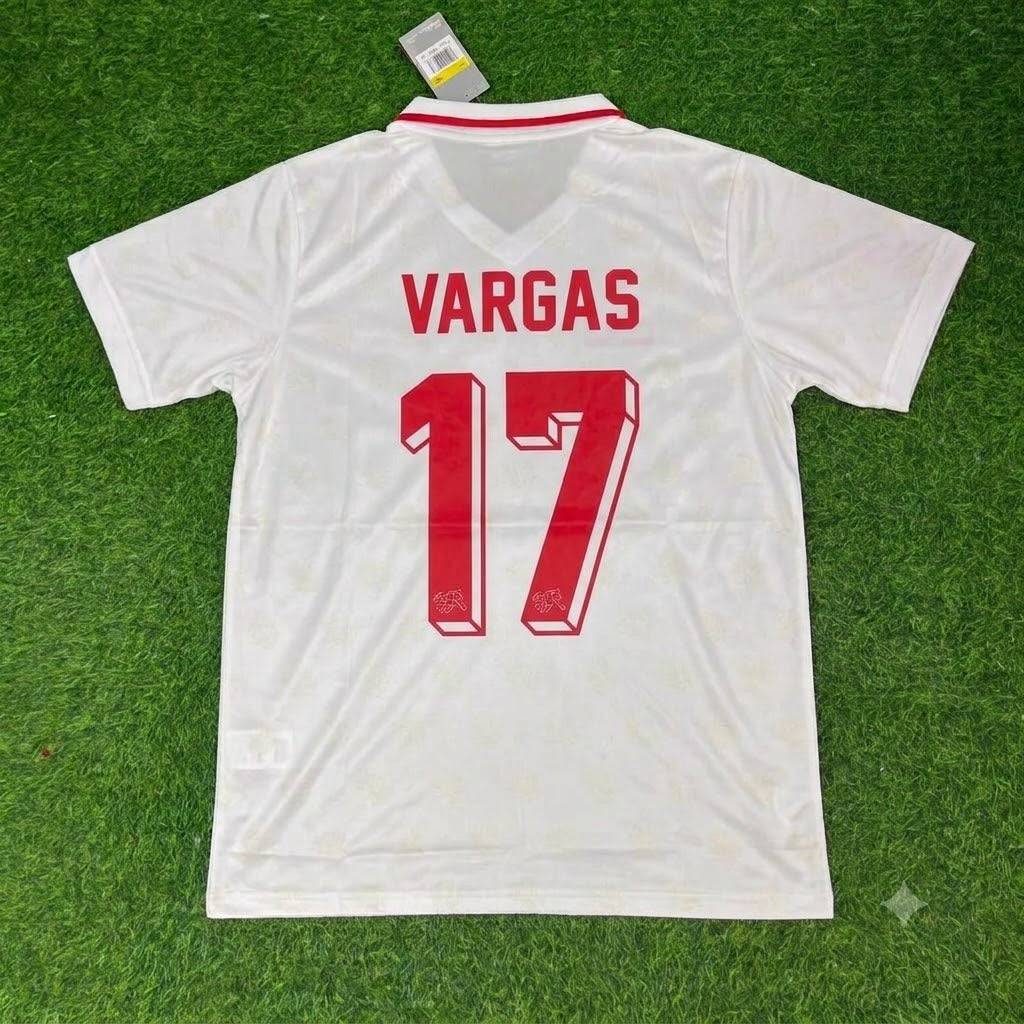 Ruben Vargas Switzerland White Retro Football Jersey Kit