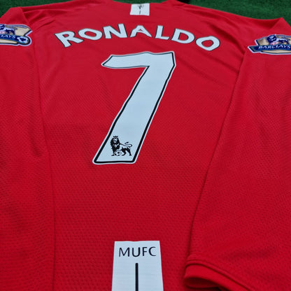 Cristiano Ronaldo Manchester United 2008 EPL Patch Retro Long Sleeve Football Jersey