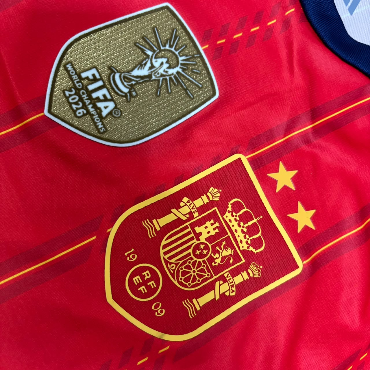 Spain World Cup 2026 Lamine Yamal #19 Two Star Champions Home Jersey Trikot Maillot