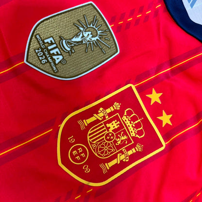 Spain World Cup 2026 Lamine Yamal #19 Two Star Champions Home Jersey Trikot Maillot