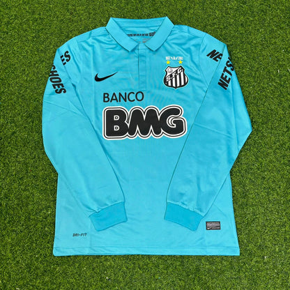 Neymar JR Santos FC 2011 2012 Retro Blue Green Long Sleeve Turquoise Football Jersey