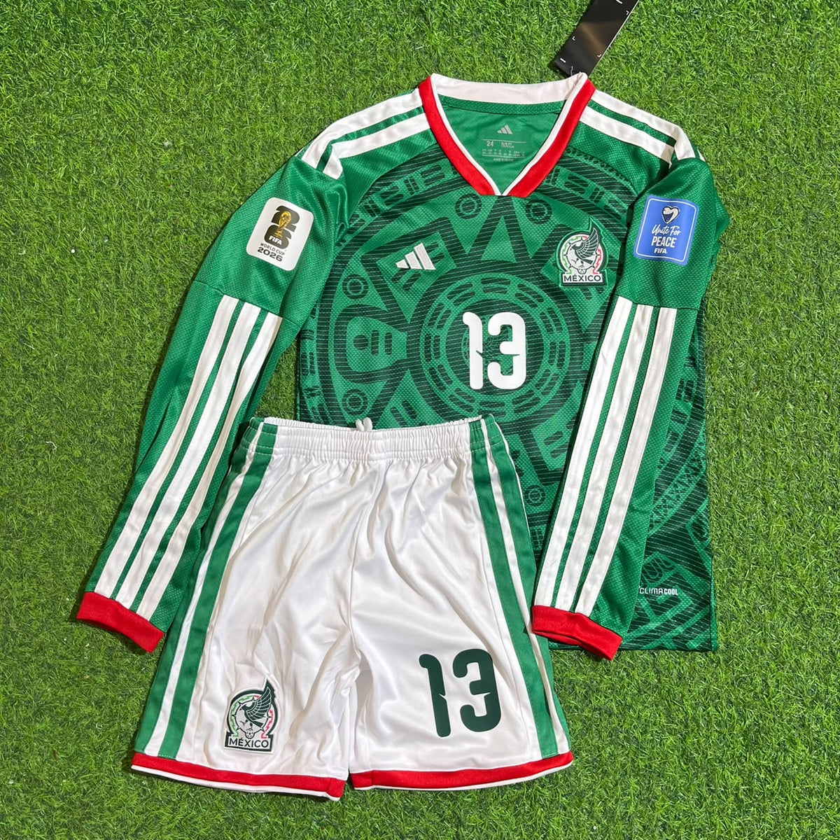 Mexico World Cup 2026 Guillermo Ochoa Home Green Long Sleeve Kids Football Jersey