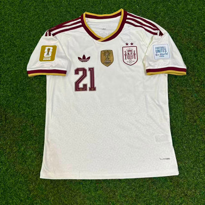 Spain Mikel Oyarzabal #21 Two Star 2026 World Cup Champions Away Football Jersey