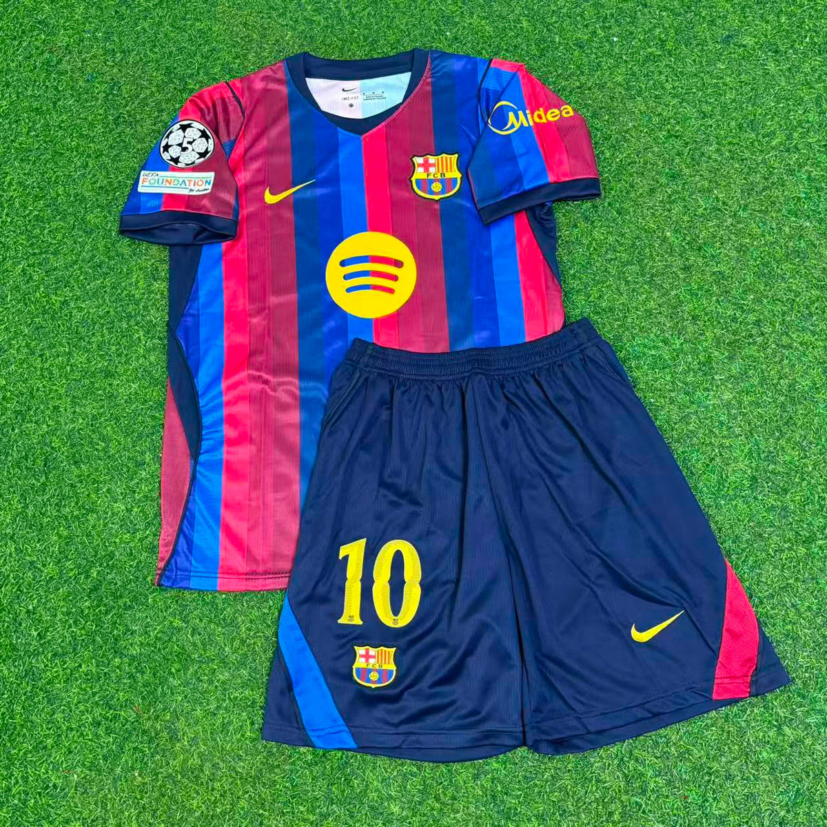 Barcelona 2027 Lamine Yamal #10 Champions League Patch Home Kids Football Jersey