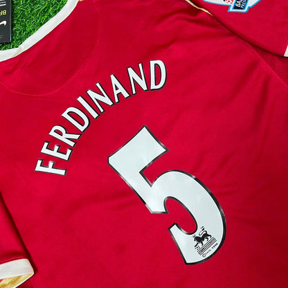 Rio Ferdinand #5 Manchester United 2006-2007 Kids Home Football Jersey Kit