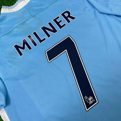 James Milner 7 Manchester City 2011/12 Home Kit Blue Retro Football Jersey