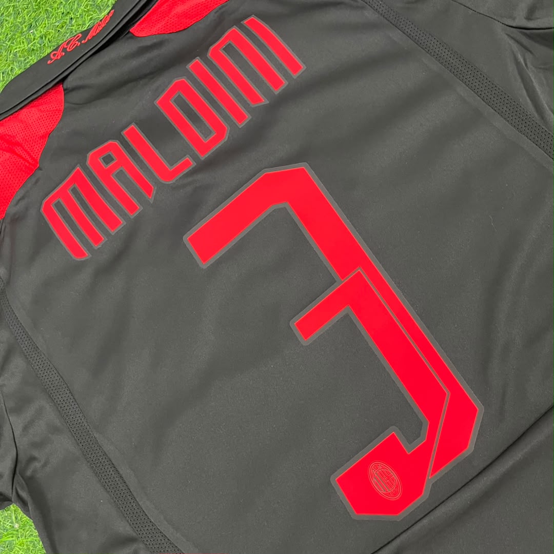 Paolo Maldini AC Milan 2007-2008 Black Retro Third Football Jersey Kit