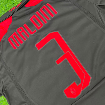Paolo Maldini AC Milan 2007-2008 Black Retro Third Football Jersey Kit