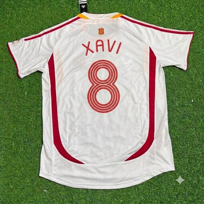 Spain World Cup 2006 Xavi Hernandez White Retro Football Jersey
