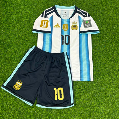 Argentina World Cup 2026 Lionel Messi #10 Home Kids Patch Football Jersey