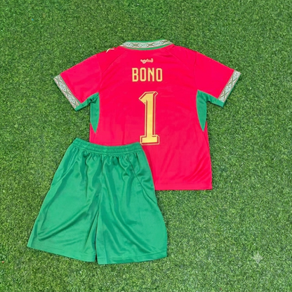 Morocco World Cup 2026 Yassine Bounou Goalkeeper Kids Football Jersey Kit