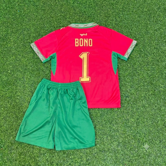 Morocco World Cup 2026 Yassine Bounou Goalkeeper Kids Football Jersey Kit