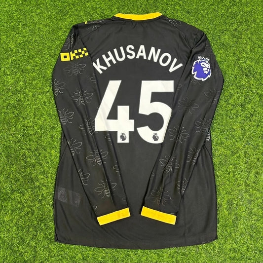 Abdukodir Khusanov #42 Manchester City 2026-2027 Away Black Long Sleeve Football Jersey