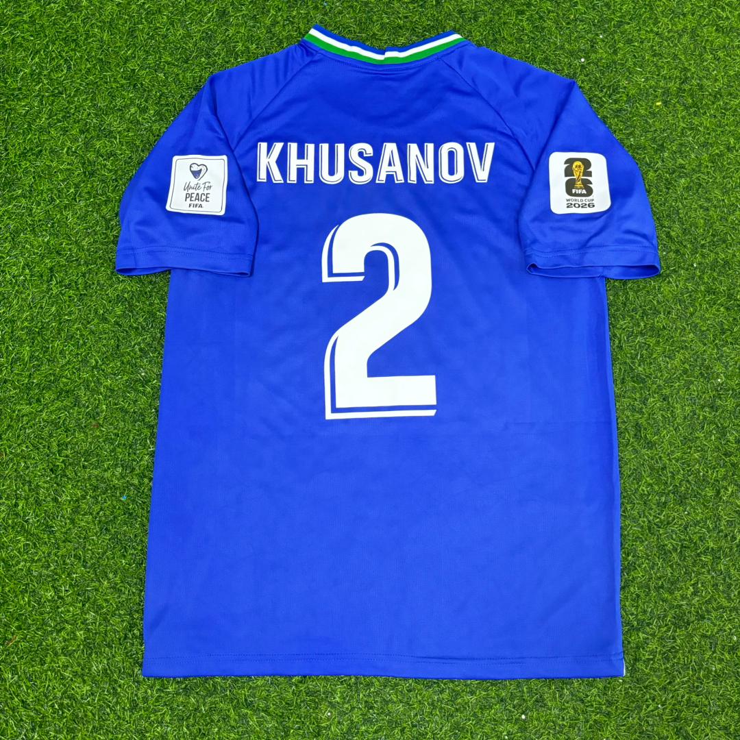 Abdukodir Khusanov Uzbekistan 2026 World Cup Home Blue Football Jersey