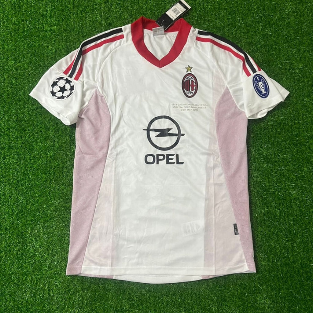 AC Milan 2003 Champions League Final Old Trafford White Retro Football Jersey