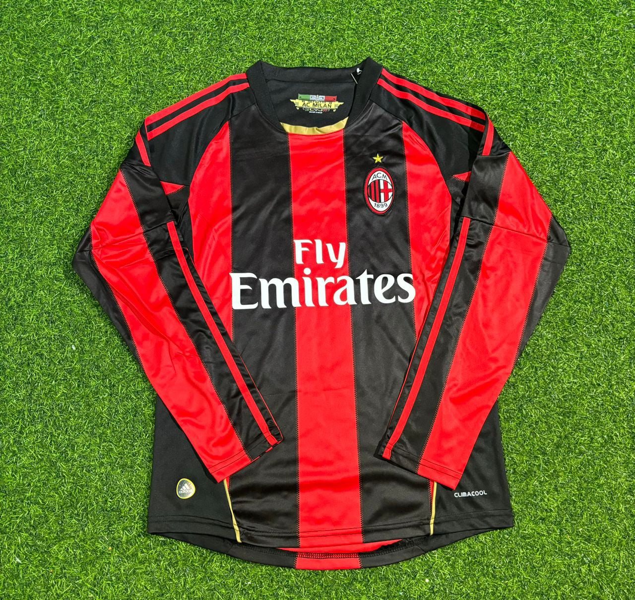 AC Milan 2010-2011 Home Long Sleeve Retro Football Jersey Kit