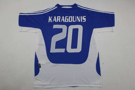 Greece Giorgos Karagounis EURO 2004 Final Blue Retro Home Kit Jersey Soccer Kit