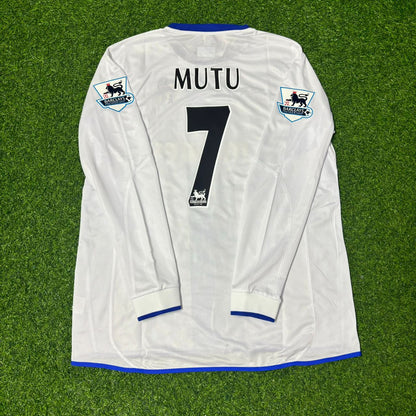 Adrian Mutu #7 Chelsea Away 2004 Retro White Long Sleeve Football Jersey