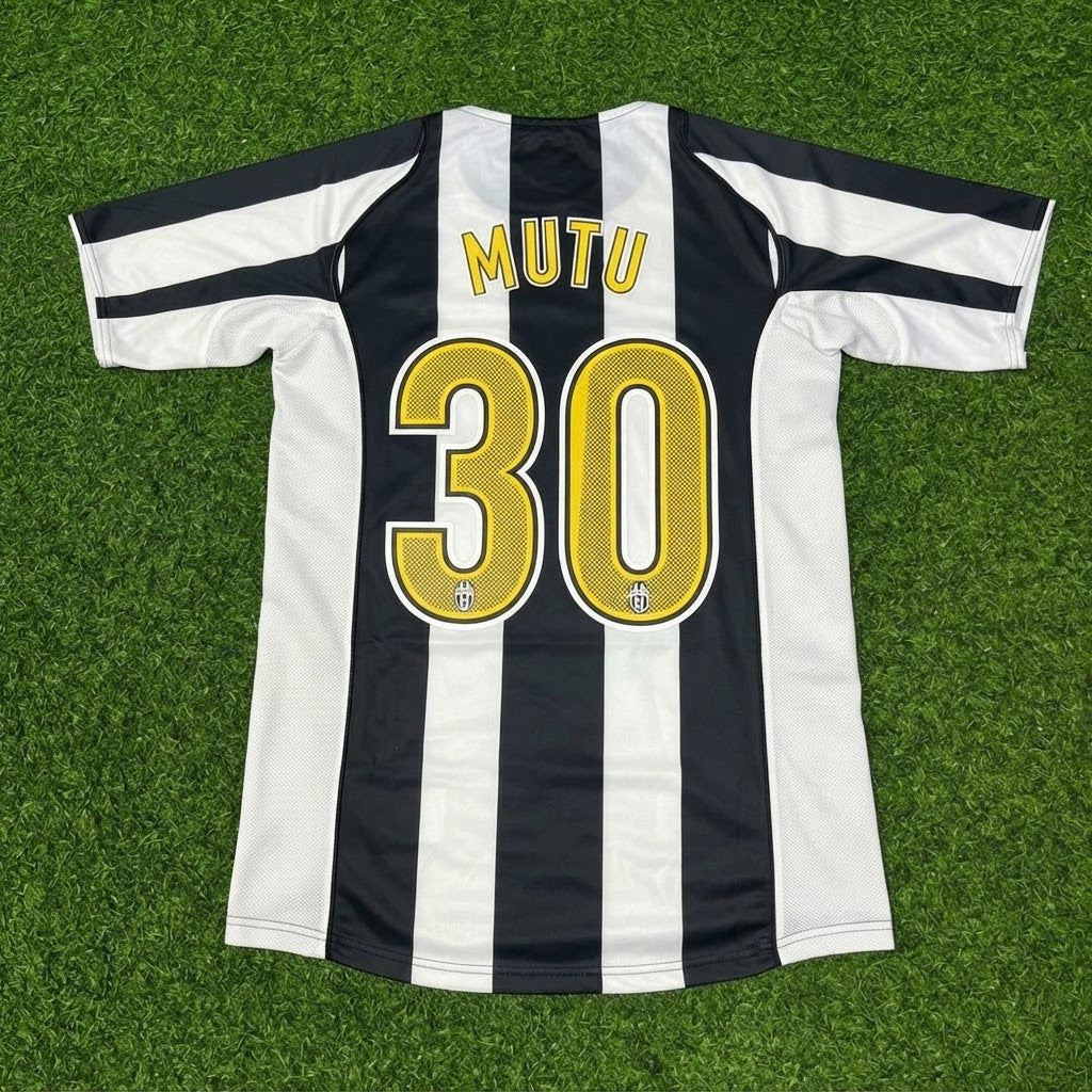 Adrian Mutu #30 Juventus 2004-2005 Black White Home Retro Football Jersey Paradise Edition