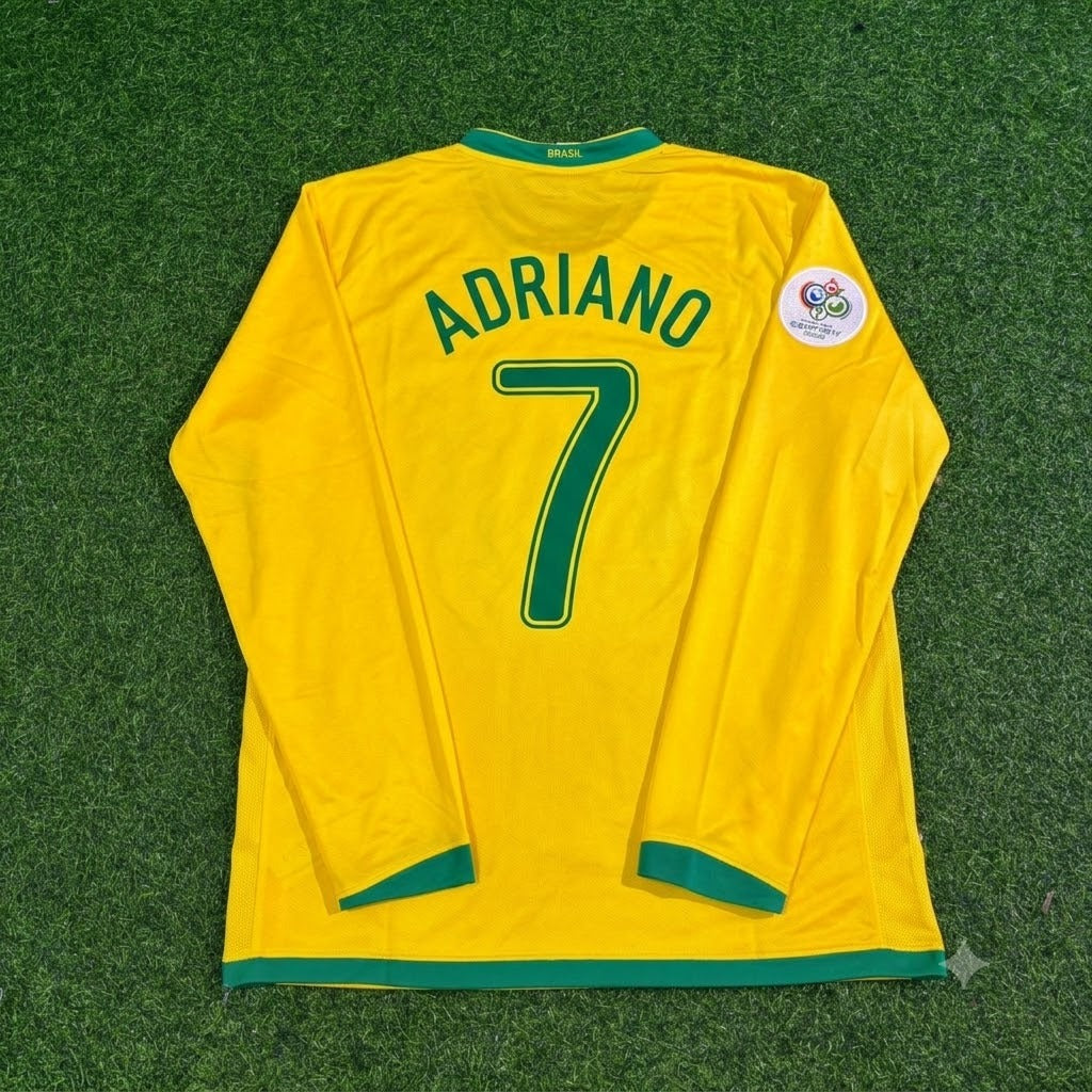 Brazil World Cup 2006 Adriano #7 Long Sleeve Football Jersey
