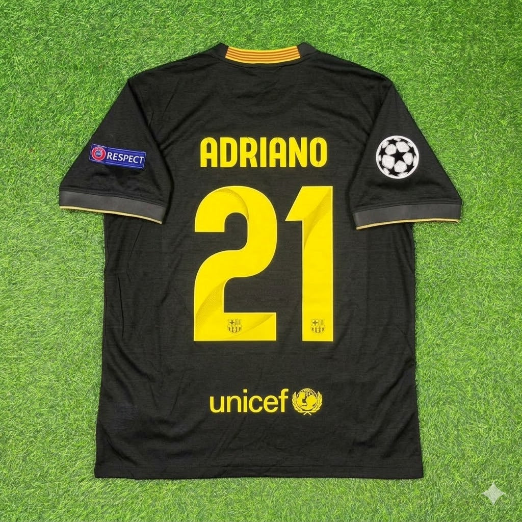 Adriano #21 Barcelona 2013-2014 Black Retro Football Jersey Kit