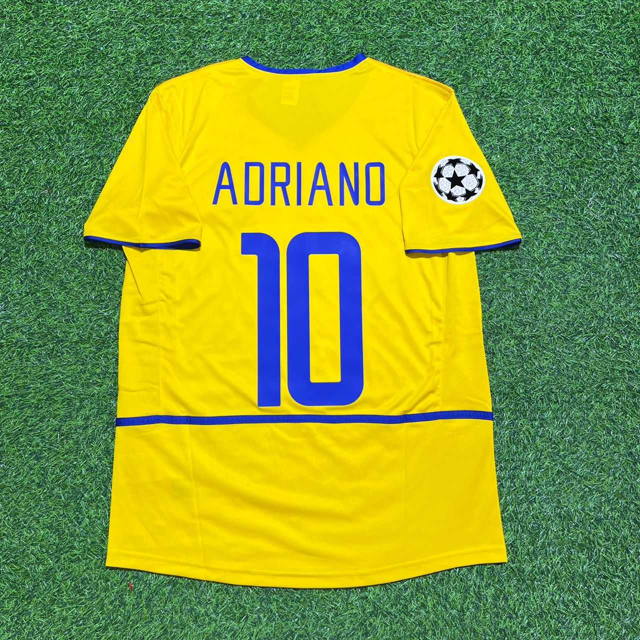 Adriano Inter Milan 2002-2003 Yellow Retro Football Jersey Kit