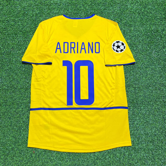 Adriano Inter Milan 2002-2003 Yellow Retro Football Jersey Kit