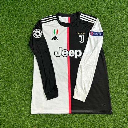 Adrien Rabiot #25 Juventus Long Sleeve 2019-2020 Retro White Black Football Jersey Kit