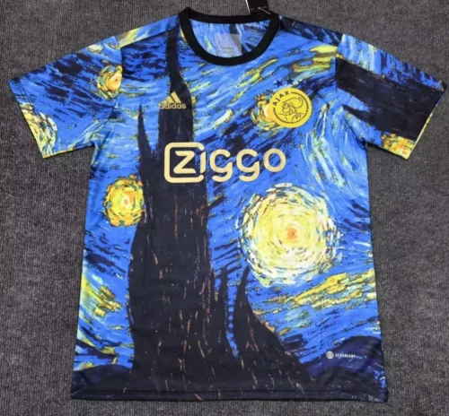 AFC Ajax 2024 2025 Blue Vincent Van Gogh Edition Retro Football Jersey Kit