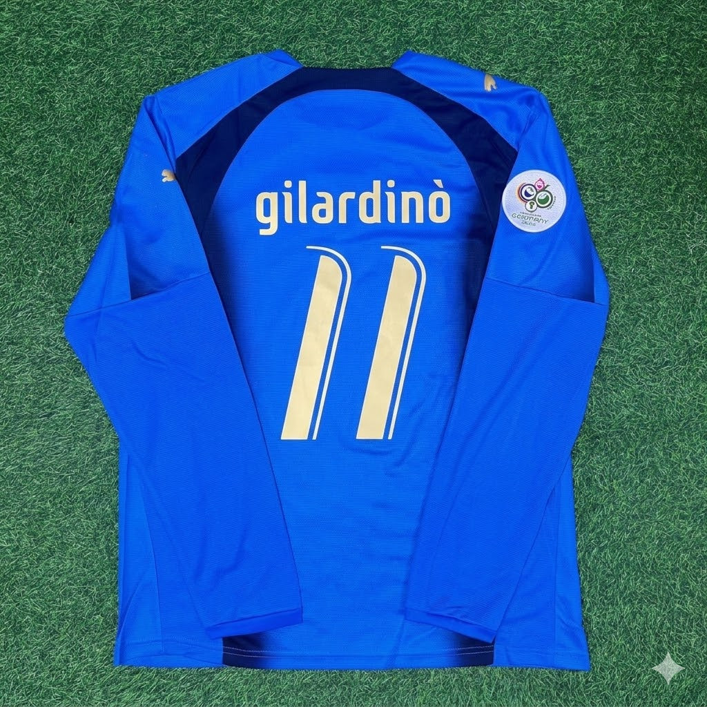 Italy World Cup 2006 Alberto Gilardino #11 Final Long Sleeve Retro Football Jersey